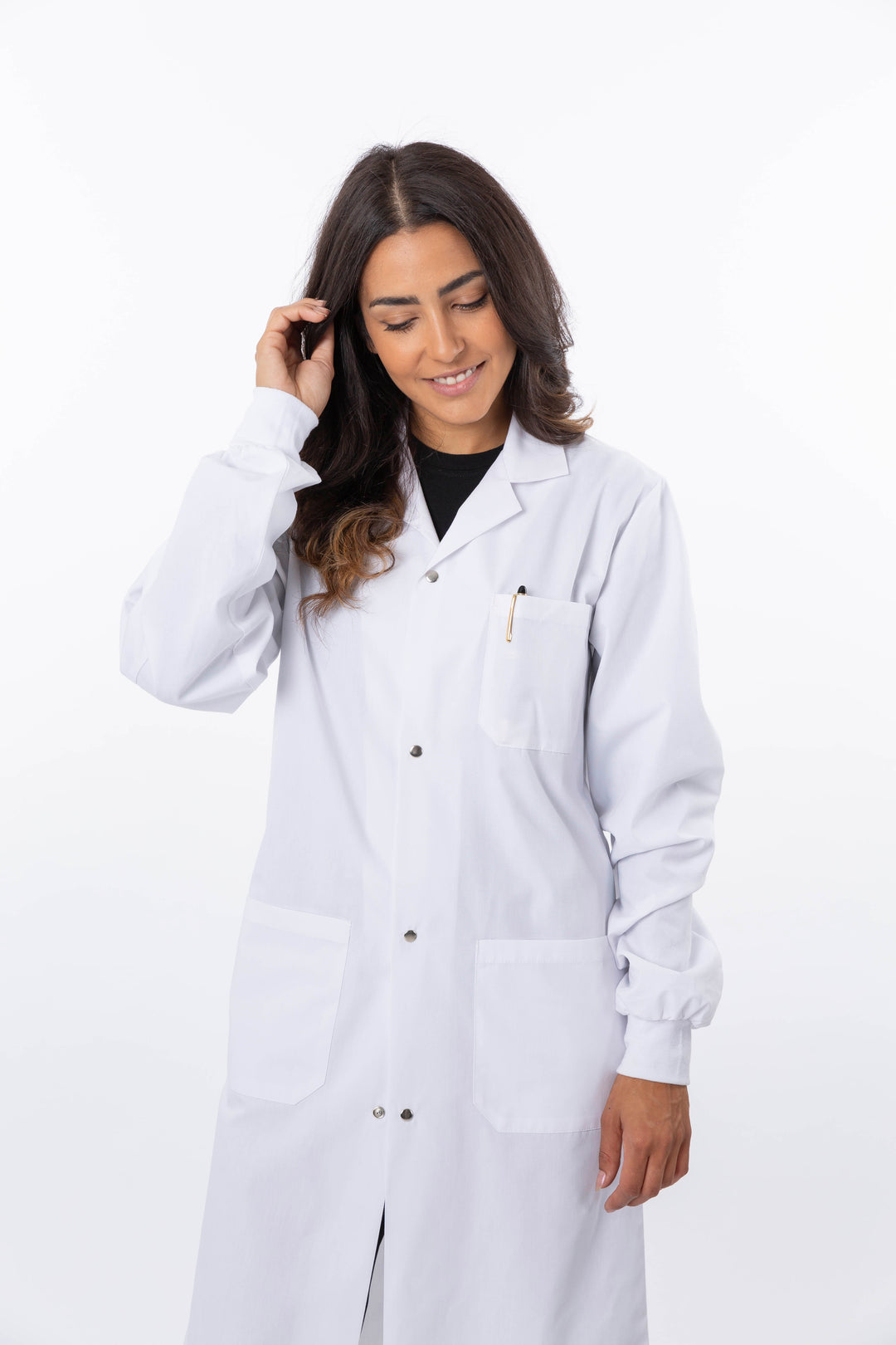4622 Unisex 100% Cotton Snap Front Full Length Lab Coat With Cuffs