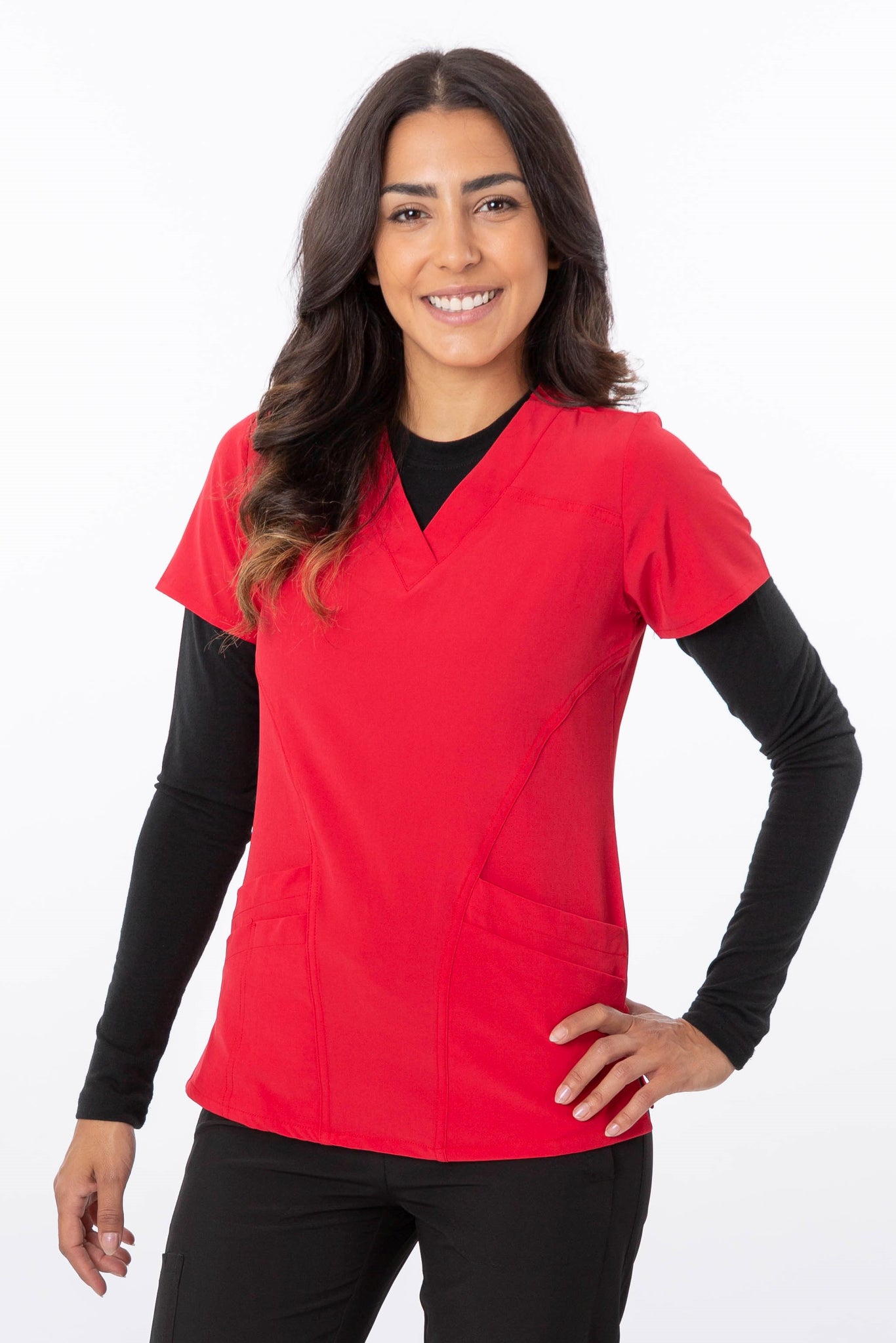 18-1060 Women's Zinnia V-Neck Perforated Scrub Top By Greentown - Scrub Nation Canada